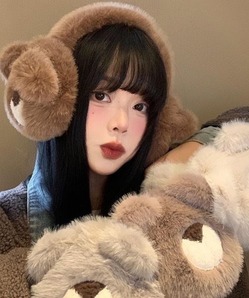 pyornim（ピョルニム） 耳当て イヤーマフ くまさん ふわふわファー