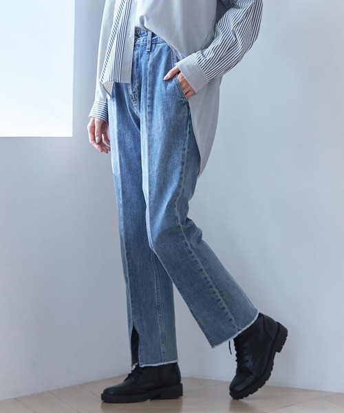「GLOBAL WORK」 デニムパンツ SMALL ダークグレー レディース_画像6