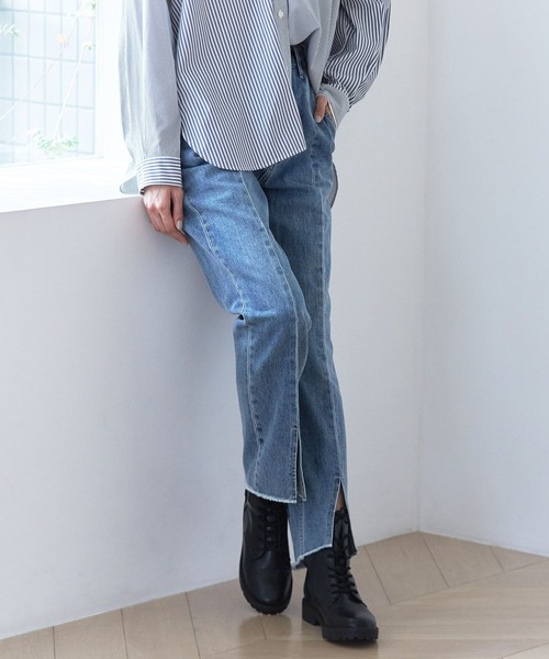 「GLOBAL WORK」 デニムパンツ SMALL ダークグレー レディース_画像7