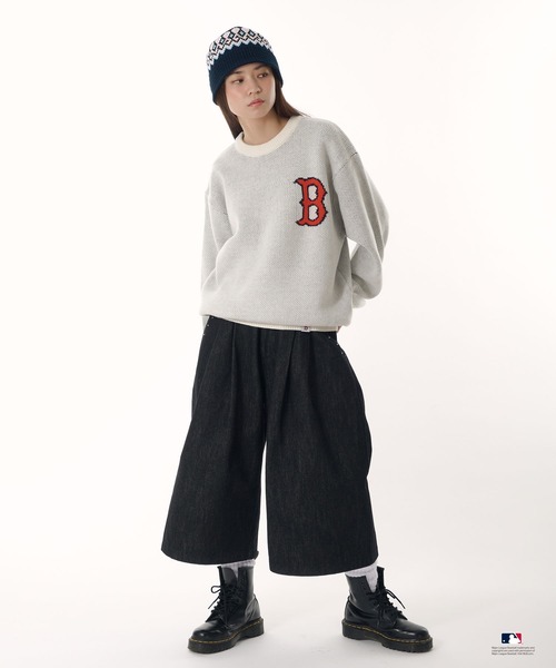 Perushu セーター ニット × MLB ジャガードニット メンズ レディース