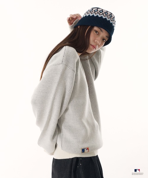 Perushu セーター ニット × MLB ジャガードニット メンズ レディース