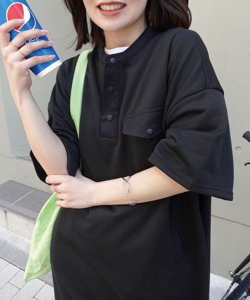 「CORNERS」 半袖ワンピース L ネイビー レディース_画像2