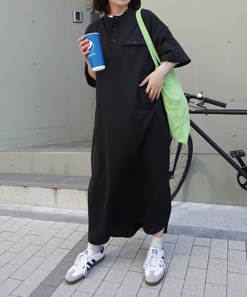 「CORNERS」 半袖ワンピース L ネイビー レディース_画像3