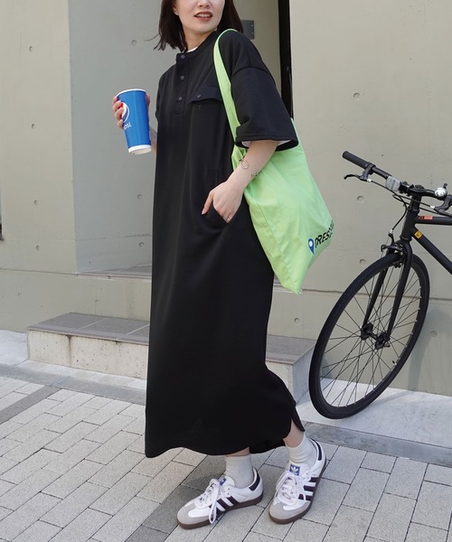 「CORNERS」 半袖ワンピース L ネイビー レディース_画像4