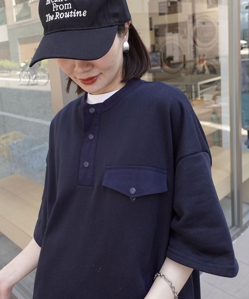 「CORNERS」 半袖ワンピース L ネイビー レディース_画像7