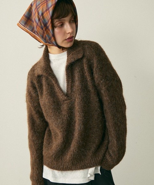 美品✨TICCA ティッカ　スキッパーニット　アルパカ混　ブラウン　FREE 美品✨TICCA ティッカ スキッパーニット アルパカ混 ブラウン FREE