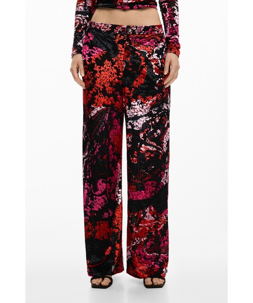 Desigual（デシグアル） パンツ カラフル花柄プリント ワイドロング