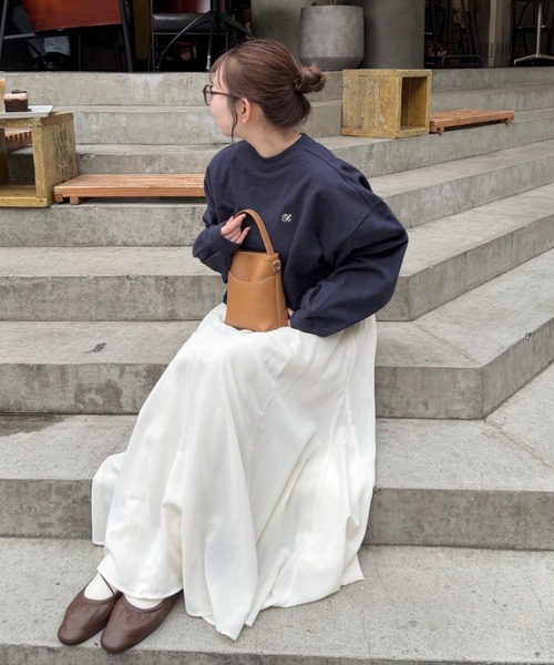 ナイルパーチ　フレアスカート OLUN ロング スカート soft touch sheer flared skirt/ソフトタッチ