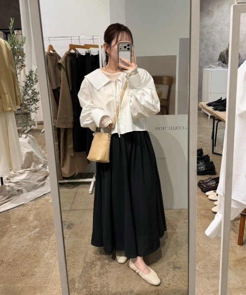 OLUN ロング スカート soft touch sheer flared skirt/ソフトタッチ