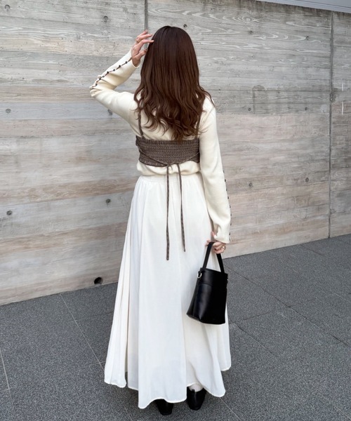 OLUN ロング スカート soft touch sheer flared skirt/ソフトタッチ