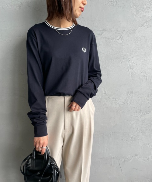 tシャツ 「FRED PERRY/フレッドペリー」 ツインティップライン ロングスリーブTシャツ M9602 レディース メンズの画像