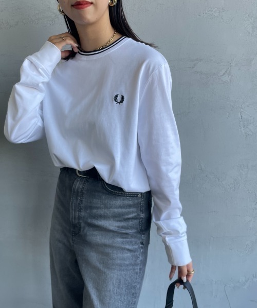 tシャツ 「FRED PERRY/フレッドペリー」 ツインティップライン ロングスリーブTシャツ M9602 レディース メンズの画像