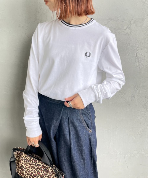 tシャツ 「FRED PERRY/フレッドペリー」 ツインティップライン ロングスリーブTシャツ M9602 レディース メンズの画像
