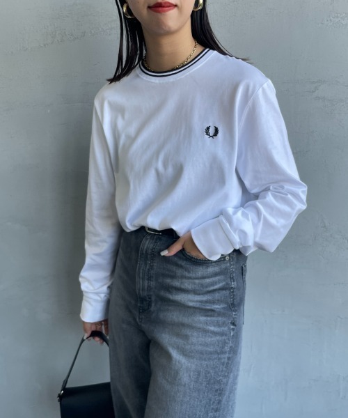 tシャツ 「FRED PERRY/フレッドペリー」 ツインティップライン ロングスリーブTシャツ M9602 レディース メンズの画像