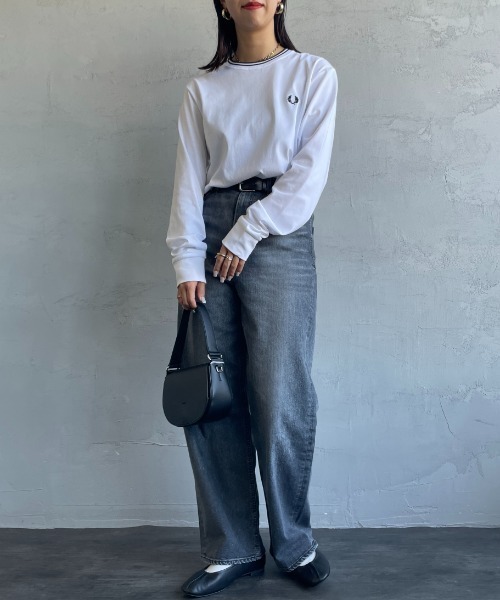 tシャツ 「FRED PERRY/フレッドペリー」 ツインティップライン ロングスリーブTシャツ M9602 レディース メンズの画像