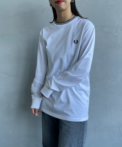 tシャツ 「FRED PERRY/フレッドペリー」 ツインティップライン ロングスリーブTシャツ M9602 レディース メンズの画像