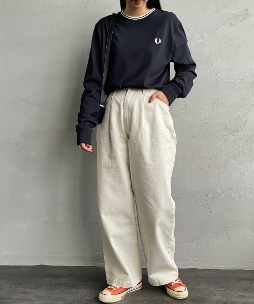 tシャツ 「FRED PERRY/フレッドペリー」 ツインティップライン ロングスリーブTシャツ M9602 レディース メンズの画像