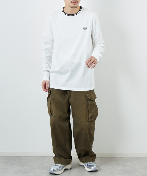 tシャツ 「FRED PERRY/フレッドペリー」 ツインティップライン ロングスリーブTシャツ M9602 レディース メンズの画像