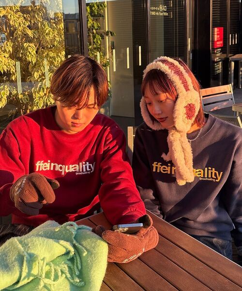 「FFEIN」 スウェットカットソー MEDIUM ワイン メンズ_画像4