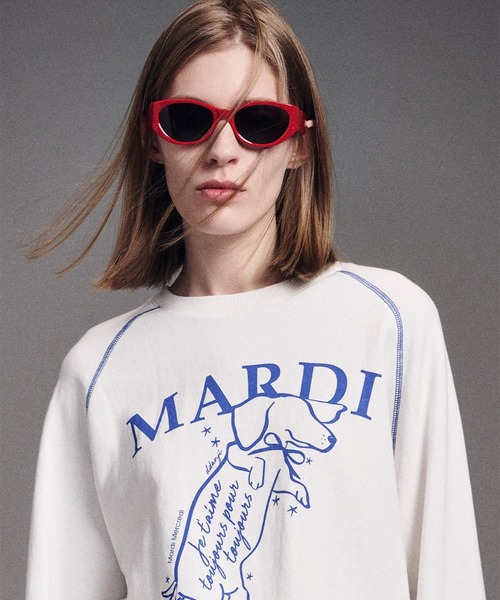 「Mardi Mercredi」 スウェットカットソー FREE ホワイト×ブルー レディース_画像3