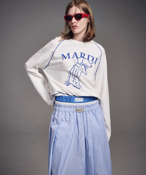 「Mardi Mercredi」 スウェットカットソー FREE ホワイト×ブルー レディース_画像7