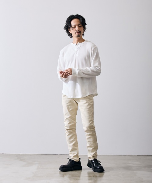 improves（インプローブス） tシャツ ワッフル ヘンリー ネック 長袖T