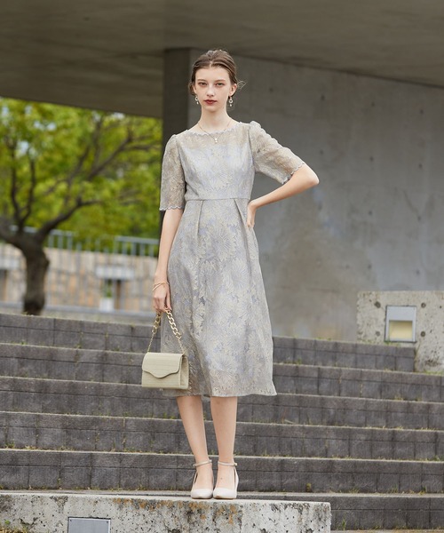 「Dorry Doll」 半袖ワンピース M ブルーグレー レディース_画像2