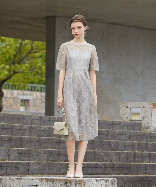 「Dorry Doll」 半袖ワンピース M ブルーグレー レディース_画像3