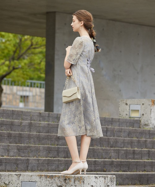 「Dorry Doll」 半袖ワンピース M ブルーグレー レディース_画像4