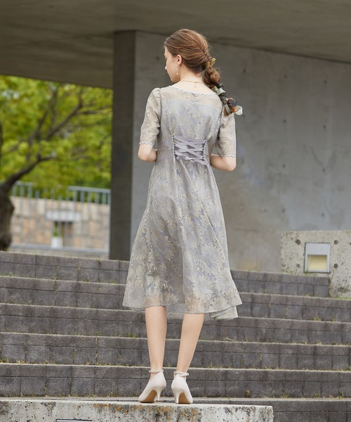 「Dorry Doll」 半袖ワンピース M ブルーグレー レディース_画像5