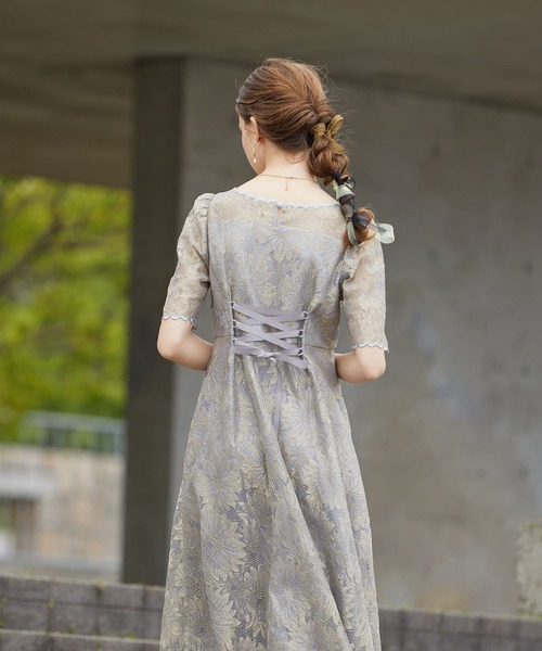 「Dorry Doll」 半袖ワンピース M ブルーグレー レディース_画像6