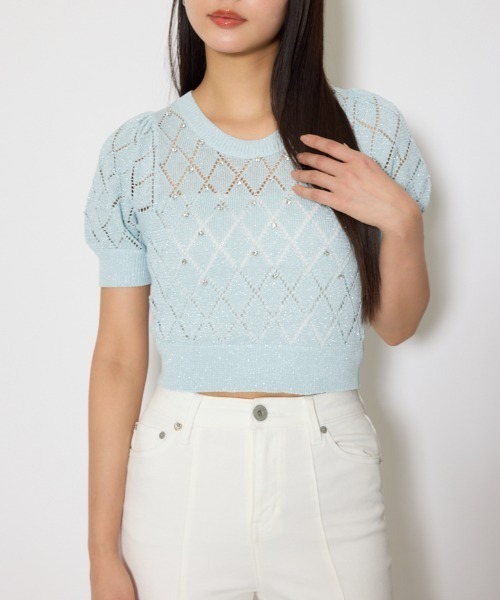 ニット セーター 「AKB48 伊藤百花さん着用」ビジュー付きバックリボンニットトップス　春服 レディース | rienda | 03