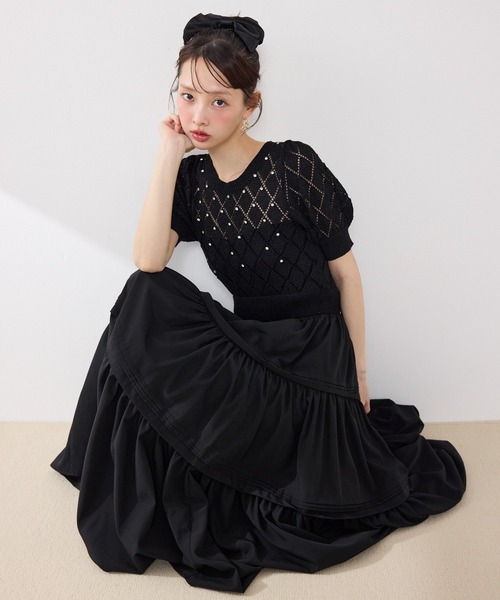 ニット セーター 「AKB48 伊藤百花さん着用」ビジュー付きバックリボンニットトップス　春服 レディース | rienda | 02
