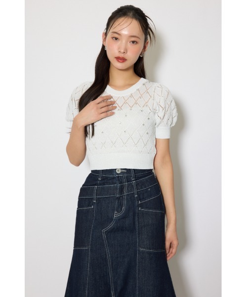 ニット セーター 「AKB48 伊藤百花さん着用」ビジュー付きバックリボンニットトップス　春服 レディース | rienda | 16