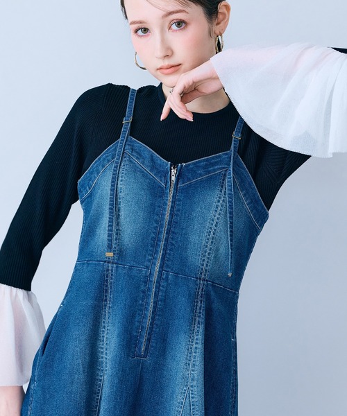 ワンピース デニムキャミソールドレスの画像