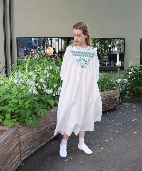 「haupia」 半袖ワンピース MEDIUM ネイビー×ホワイト レディース_画像6