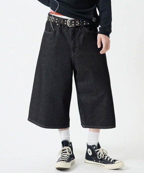 ワイドパンツ ハーフパンツ ジーンズ 短パン ワイドシルエットバギー