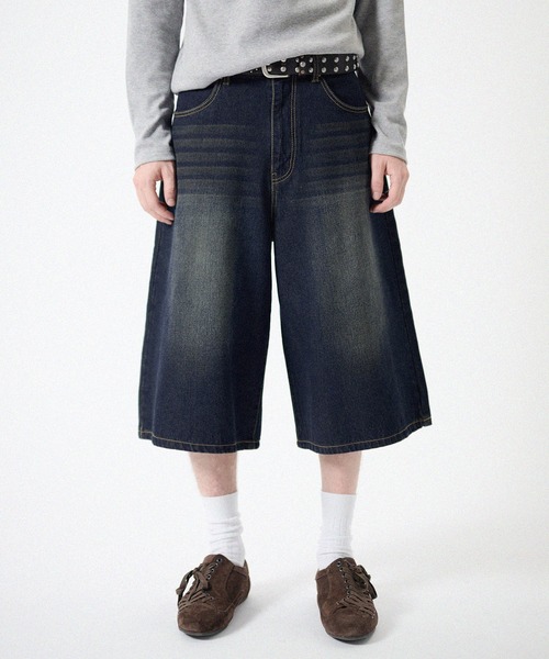ワイドパンツ ハーフパンツ ジーンズ 短パン ワイドシルエットバギー