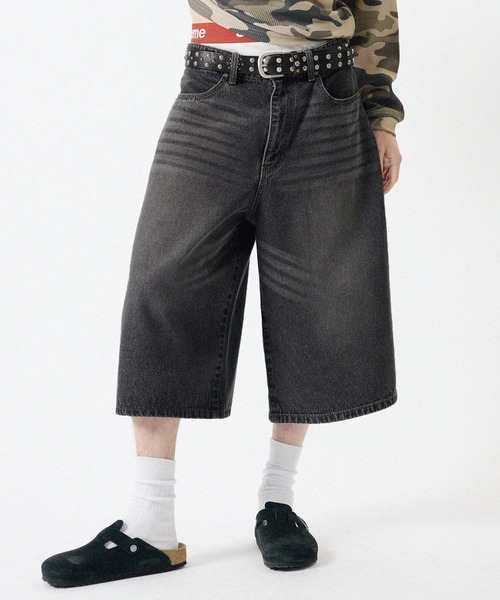 ワイドパンツ ハーフパンツ ジーンズ 短パン ワイドシルエットバギー