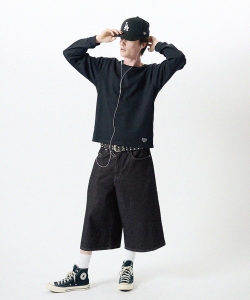 極太 膝下丈 90s リネン ワイドバギーショーツ ハーフパンツ ショートパンツ ワイドパンツ ハーフパンツ ジーンズ 短パン ワイドシルエットバギー