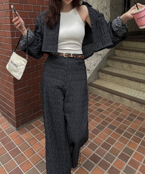 WILLFULLY（ウィルフリー） ブラウス シャツ shirring dungaree short