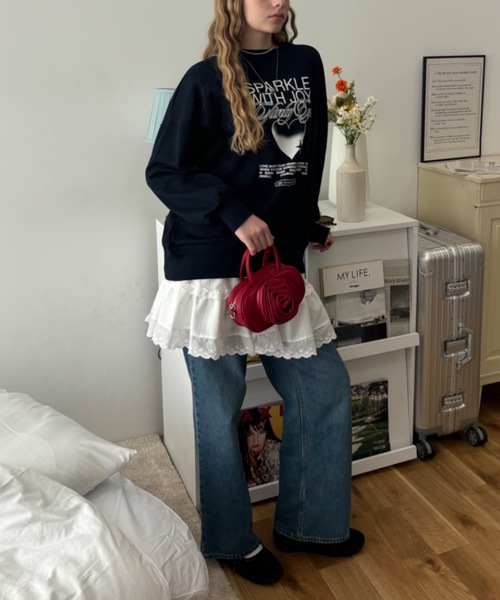「Birthday room」 スウェットカットソー FREE ネイビー レディース_画像6
