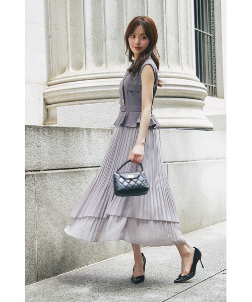 tocco closetイレヘムプリーツスカートトレンチライクワンピース tocco closet（トッコ クローゼット） ワンピース イレヘムプリーツ
