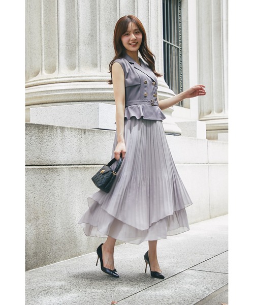 イレヘムプリーツスカートドッキングトレンチライクワンピース tocco closet（トッコ クローゼット） ワンピース イレヘムプリーツ
