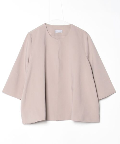 Ehre style ノーカラージャケット ベージュ 【新品未使用】 Ehre style（エーレスタイル） ノーカラージャケット ML ベージュ
