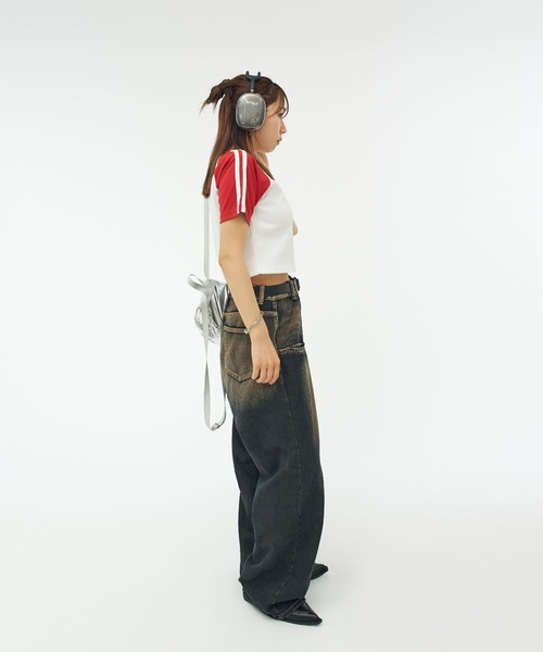 「WHO'S WHO gallery」 半袖Tシャツ FREE ネイビー レディース_画像2