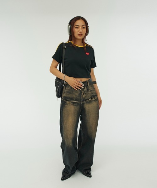 「WHO'S WHO gallery」 半袖Tシャツ FREE ネイビー レディース_画像7