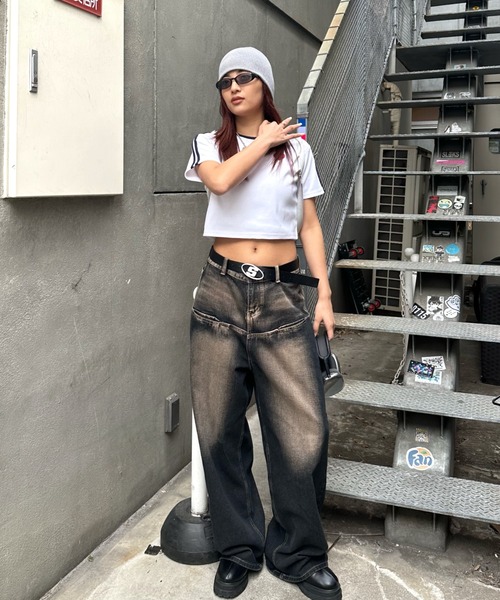 「WHO'S WHO gallery」 半袖Tシャツ FREE ネイビー レディース_画像9