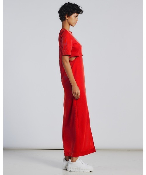 「DOUBLE STANDARD CLOTHING」 「essential」半袖ワンピース 36 レッド レディース_画像6