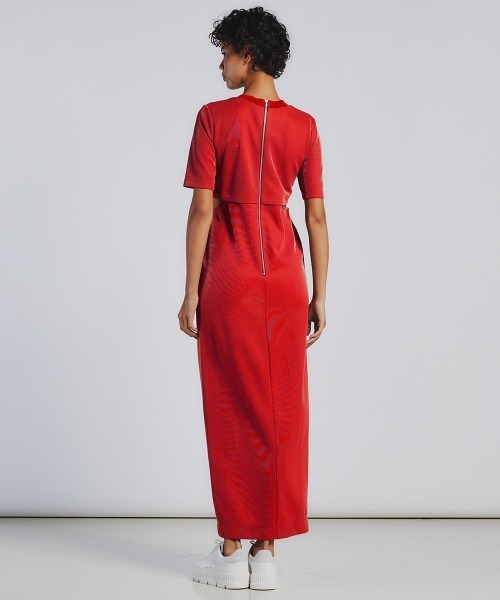 「DOUBLE STANDARD CLOTHING」 「essential」半袖ワンピース 36 レッド レディース_画像7